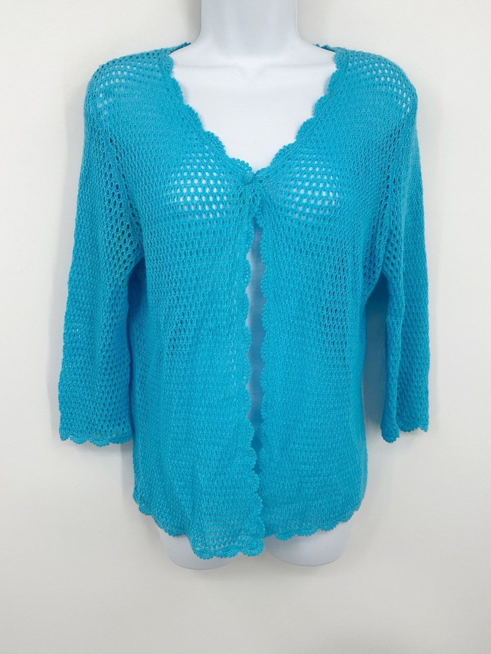 Vintage Y2K Blue Sweater Cardigan Size Petite Medium Fairycore Boho Whimsical